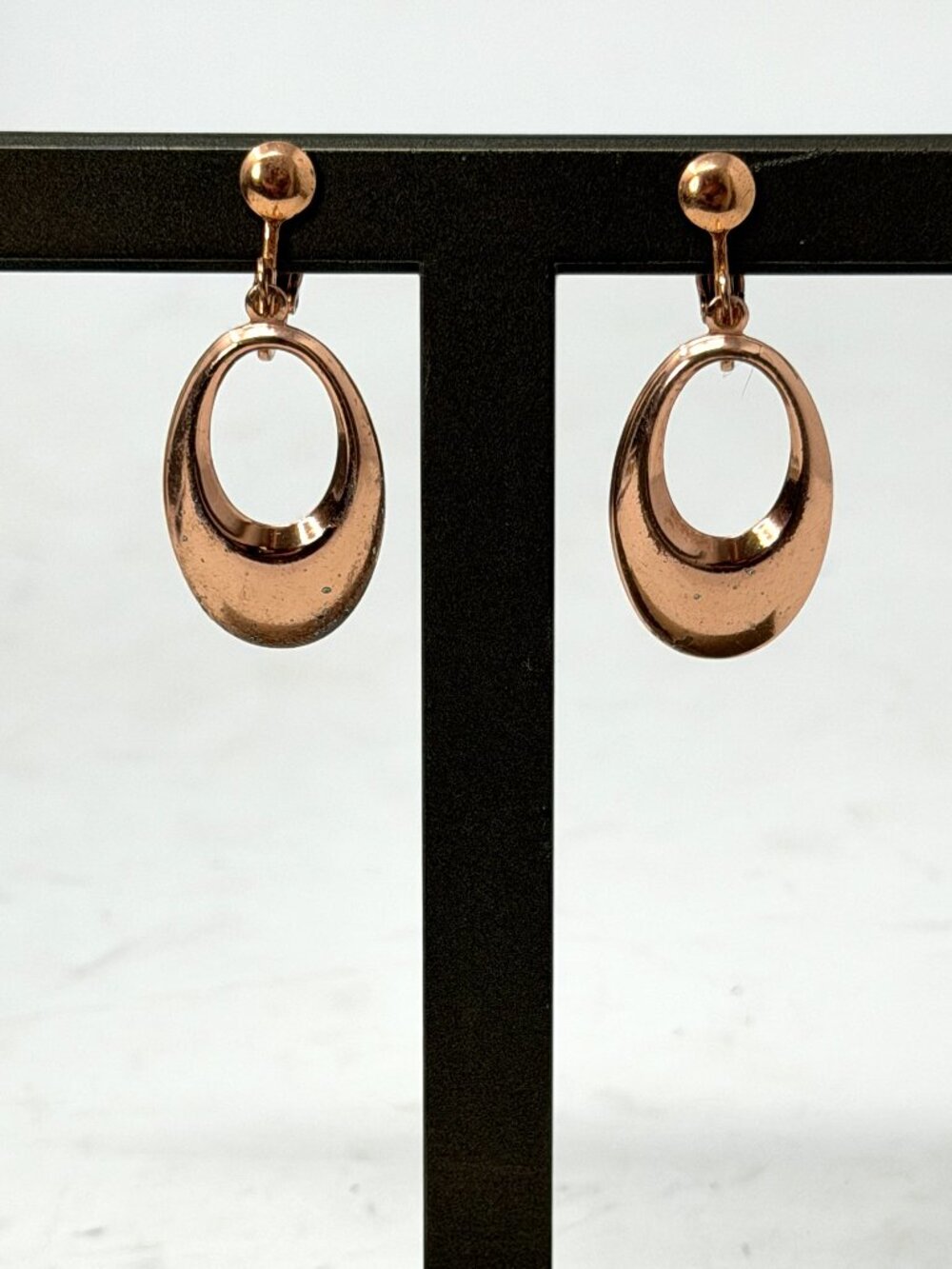 Vintage Copper Earrings 1.5” Door Knocker Clip-on Statement 3.9 grams